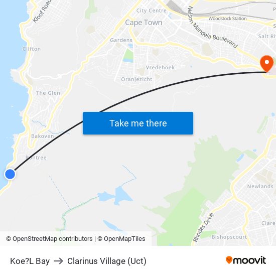 Koe?L Bay to Clarinus Village (Uct) map