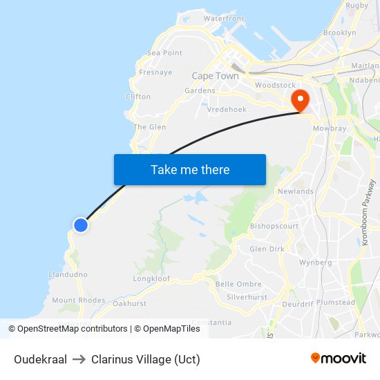 Oudekraal to Clarinus Village (Uct) map