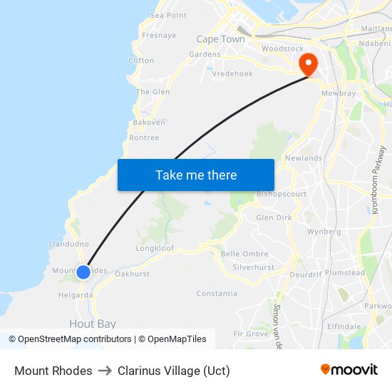 Mount Rhodes to Clarinus Village (Uct) map