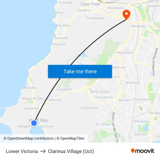 Lower Victoria to Clarinus Village (Uct) map