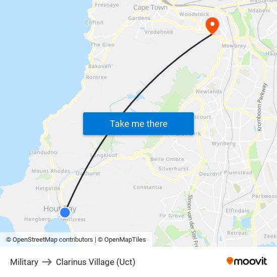 Military to Clarinus Village (Uct) map