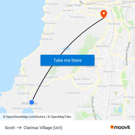 Scott to Clarinus Village (Uct) map