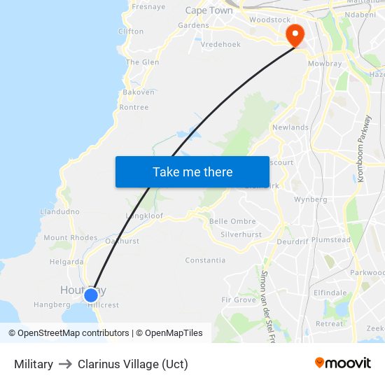 Military to Clarinus Village (Uct) map