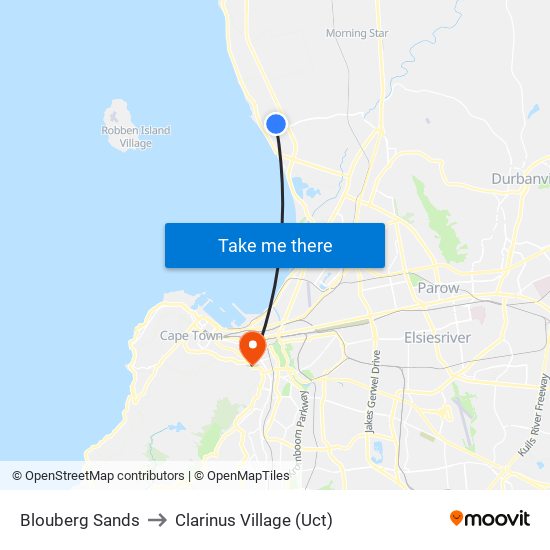 Blouberg Sands to Clarinus Village (Uct) map