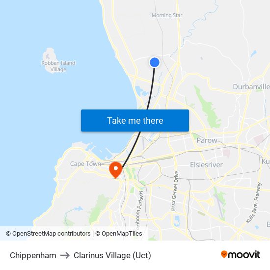 Chippenham to Clarinus Village (Uct) map