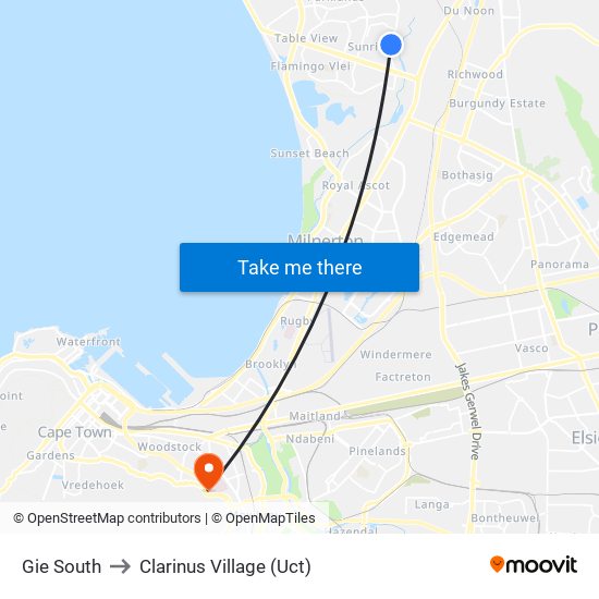 Gie South to Clarinus Village (Uct) map