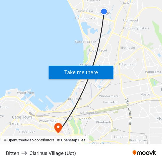 Bitten to Clarinus Village (Uct) map