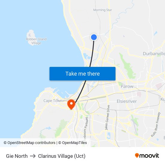 Gie North to Clarinus Village (Uct) map