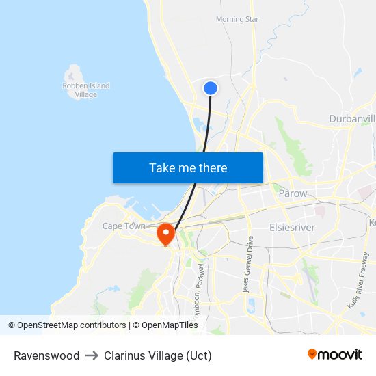 Ravenswood to Clarinus Village (Uct) map