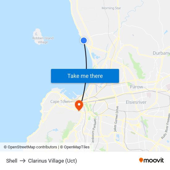 Shell to Clarinus Village (Uct) map