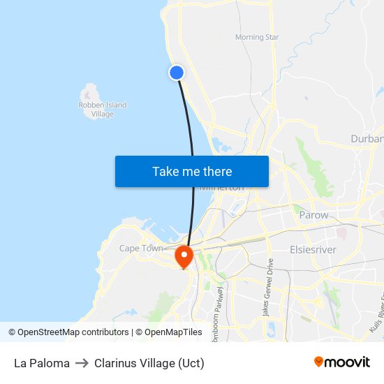 La Paloma to Clarinus Village (Uct) map