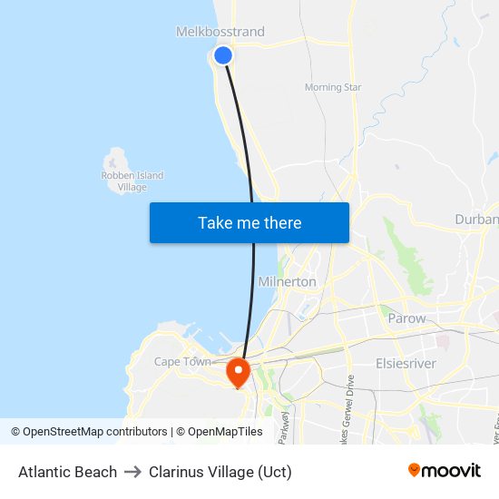 Atlantic Beach to Clarinus Village (Uct) map