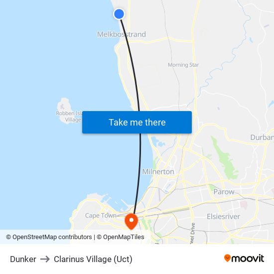 Dunker to Clarinus Village (Uct) map