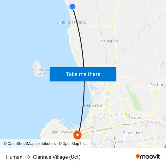 Human to Clarinus Village (Uct) map