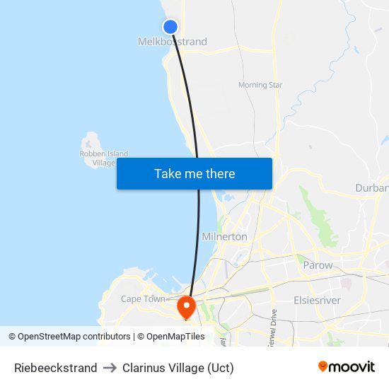 Riebeeckstrand to Clarinus Village (Uct) map