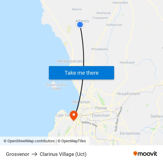 Grosvenor to Clarinus Village (Uct) map