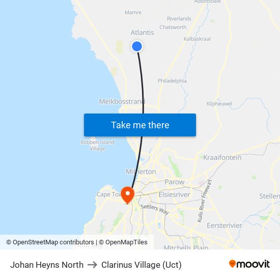 Johan Heyns North to Clarinus Village (Uct) map