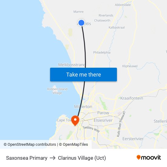 Saxonsea Primary to Clarinus Village (Uct) map