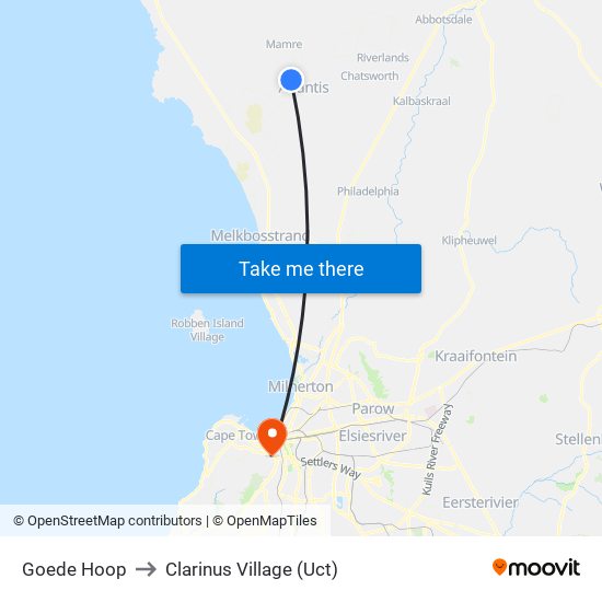 Goede Hoop to Clarinus Village (Uct) map