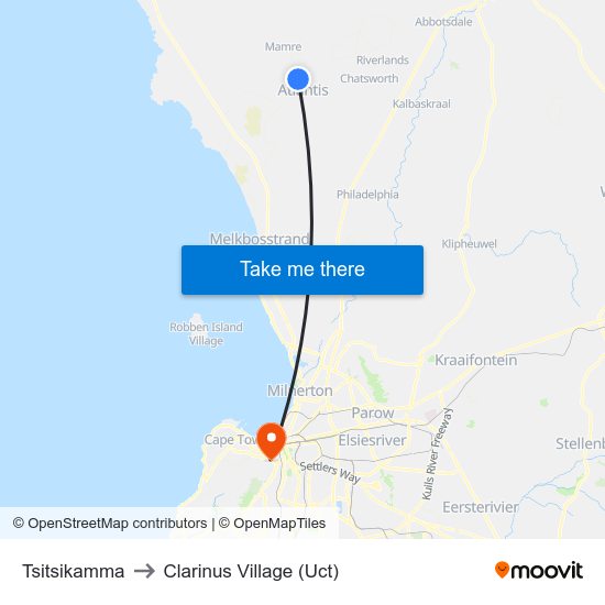 Tsitsikamma to Clarinus Village (Uct) map