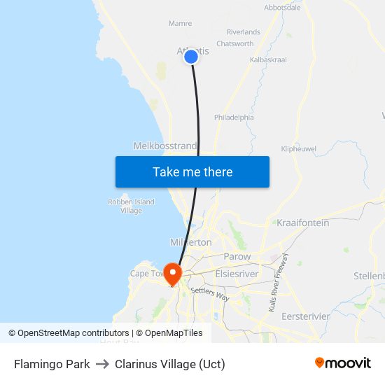 Flamingo Park to Clarinus Village (Uct) map