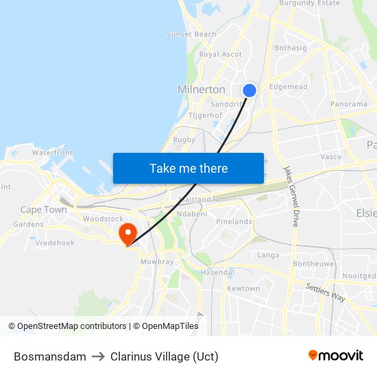 Bosmansdam to Clarinus Village (Uct) map