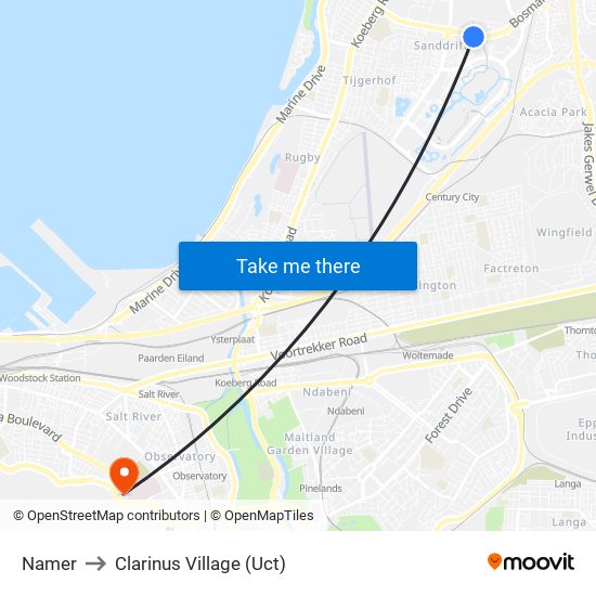 Namer to Clarinus Village (Uct) map