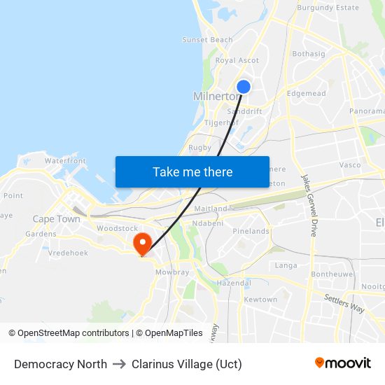 Democracy North to Clarinus Village (Uct) map