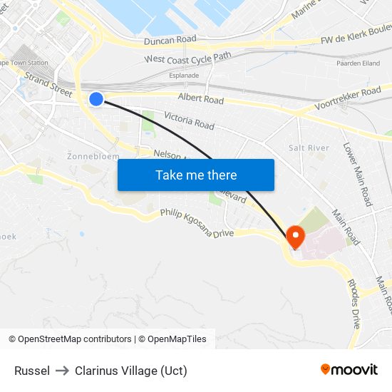 Russel to Clarinus Village (Uct) map