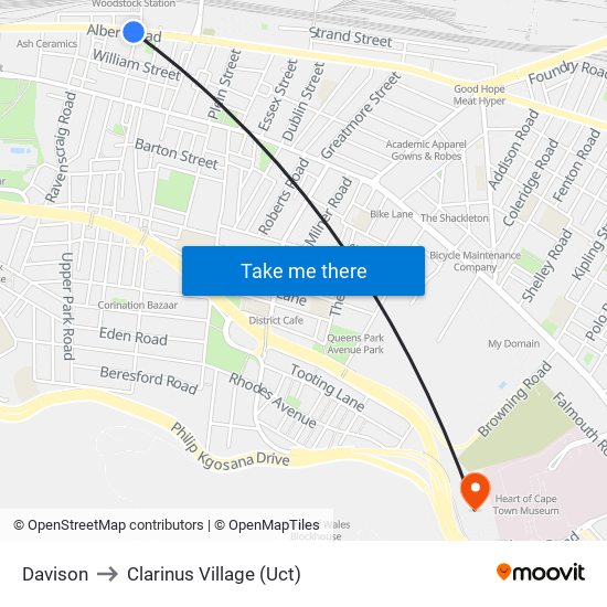 Davison to Clarinus Village (Uct) map