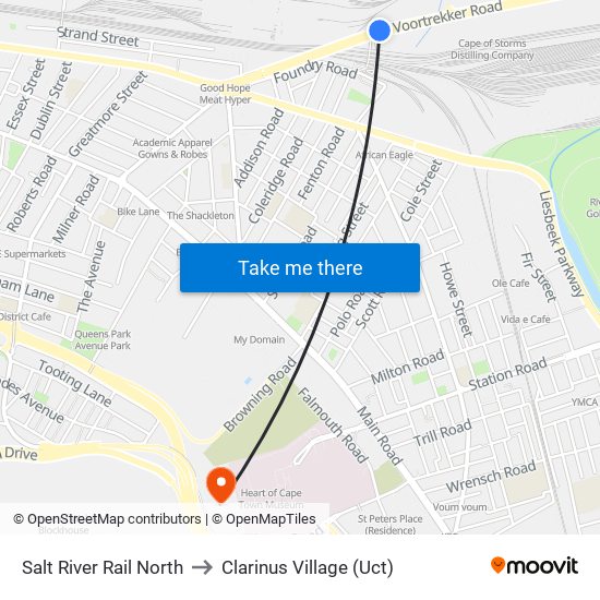 Salt River Rail North to Clarinus Village (Uct) map