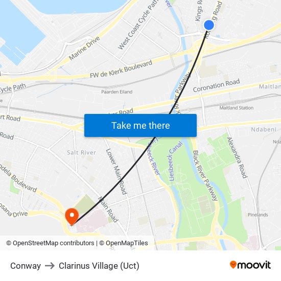 Conway to Clarinus Village (Uct) map