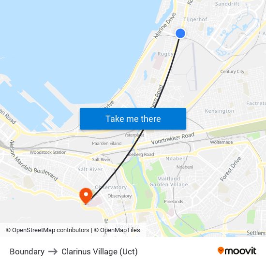 Boundary to Clarinus Village (Uct) map