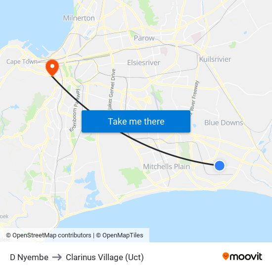 D Nyembe to Clarinus Village (Uct) map