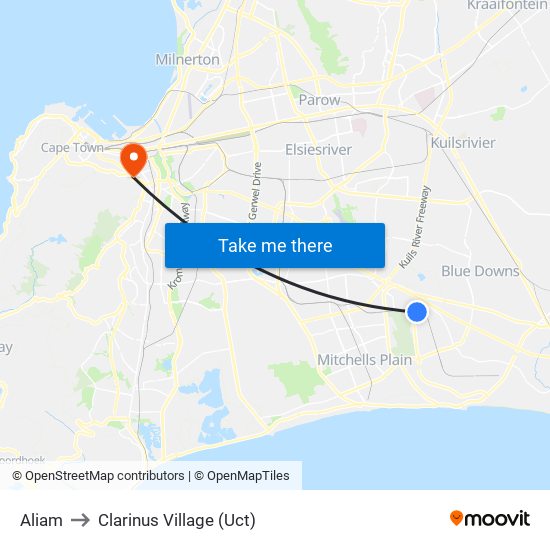 Aliam to Clarinus Village (Uct) map