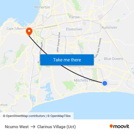Ncumo West to Clarinus Village (Uct) map