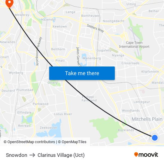 Snowdon to Clarinus Village (Uct) map