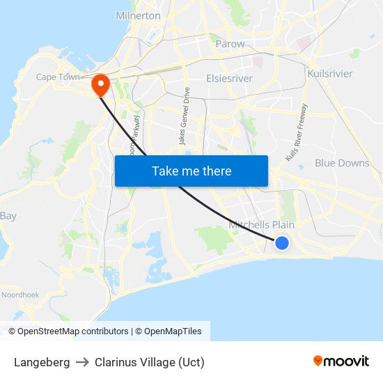 Langeberg to Clarinus Village (Uct) map