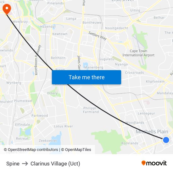 Spine to Clarinus Village (Uct) map