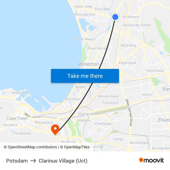 Potsdam to Clarinus Village (Uct) map