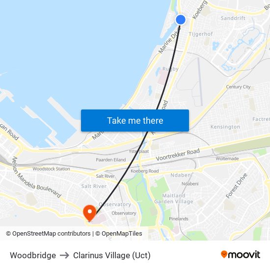 Woodbridge to Clarinus Village (Uct) map