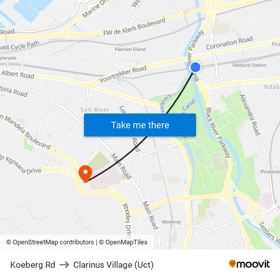 Koeberg Rd to Clarinus Village (Uct) map