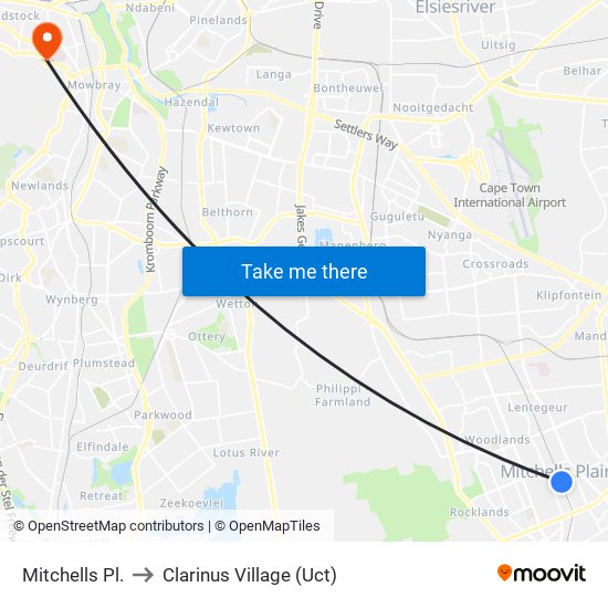 Mitchells Pl. to Clarinus Village (Uct) map