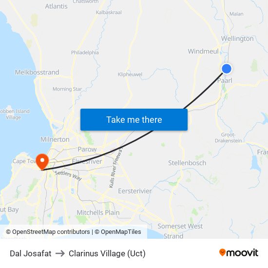 Dal Josafat to Clarinus Village (Uct) map