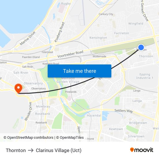 Thornton to Clarinus Village (Uct) map