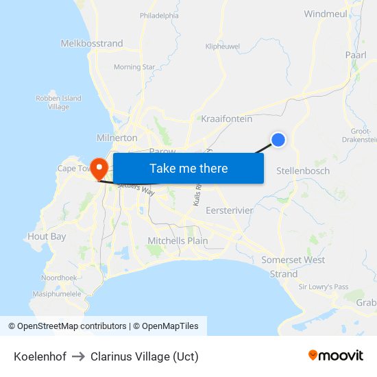 Koelenhof to Clarinus Village (Uct) map