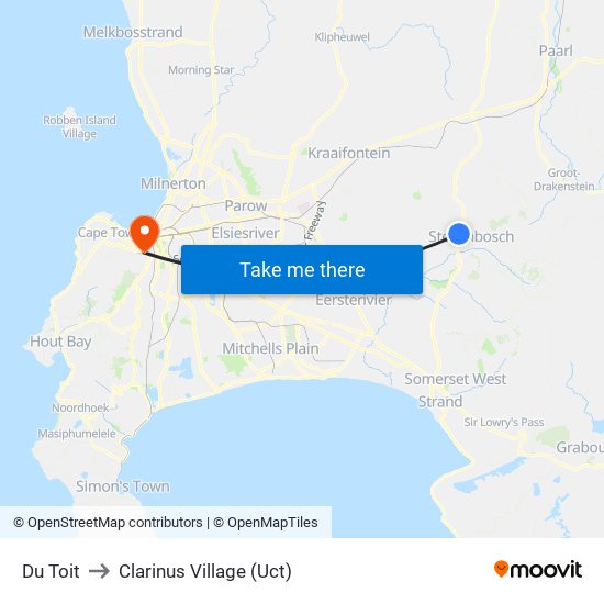 Du Toit to Clarinus Village (Uct) map