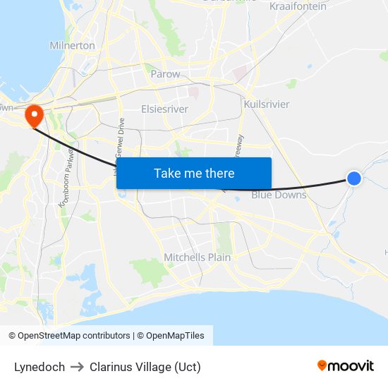 Lynedoch to Clarinus Village (Uct) map