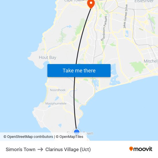 Simon's Town to Clarinus Village (Uct) map