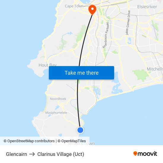 Glencairn to Clarinus Village (Uct) map